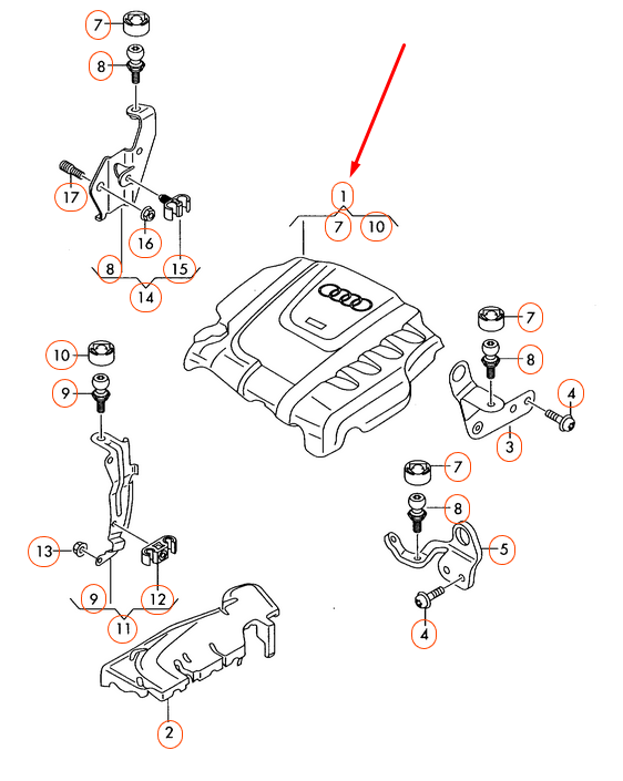 AUDI A4 B8 Engine Top Cover 03L103925AB NEW GENUINE eBay
