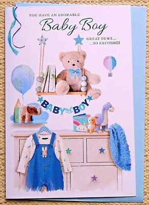 Karte Geburt eines Babys Junge ~ Geburt Ihres Babys Sohn ~ Baby Geburtskarte 9''x6''