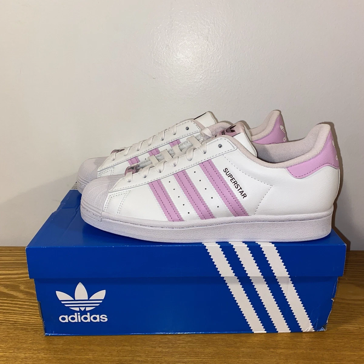 Adidas Superstar Her Vegan White Pink Casual Sneakers GY1900 Women's Size  8.5 | eBay