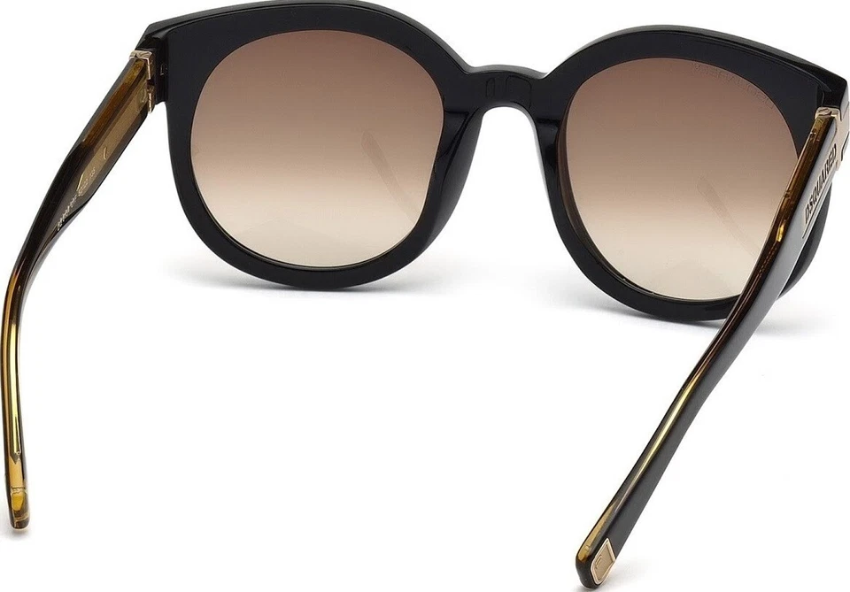 Óculos de sol DSQUARED2 DQ0134 01F preto ousado redondo plástico Itália 52-22-135 DQ 0134 - Imagem 3 de 4