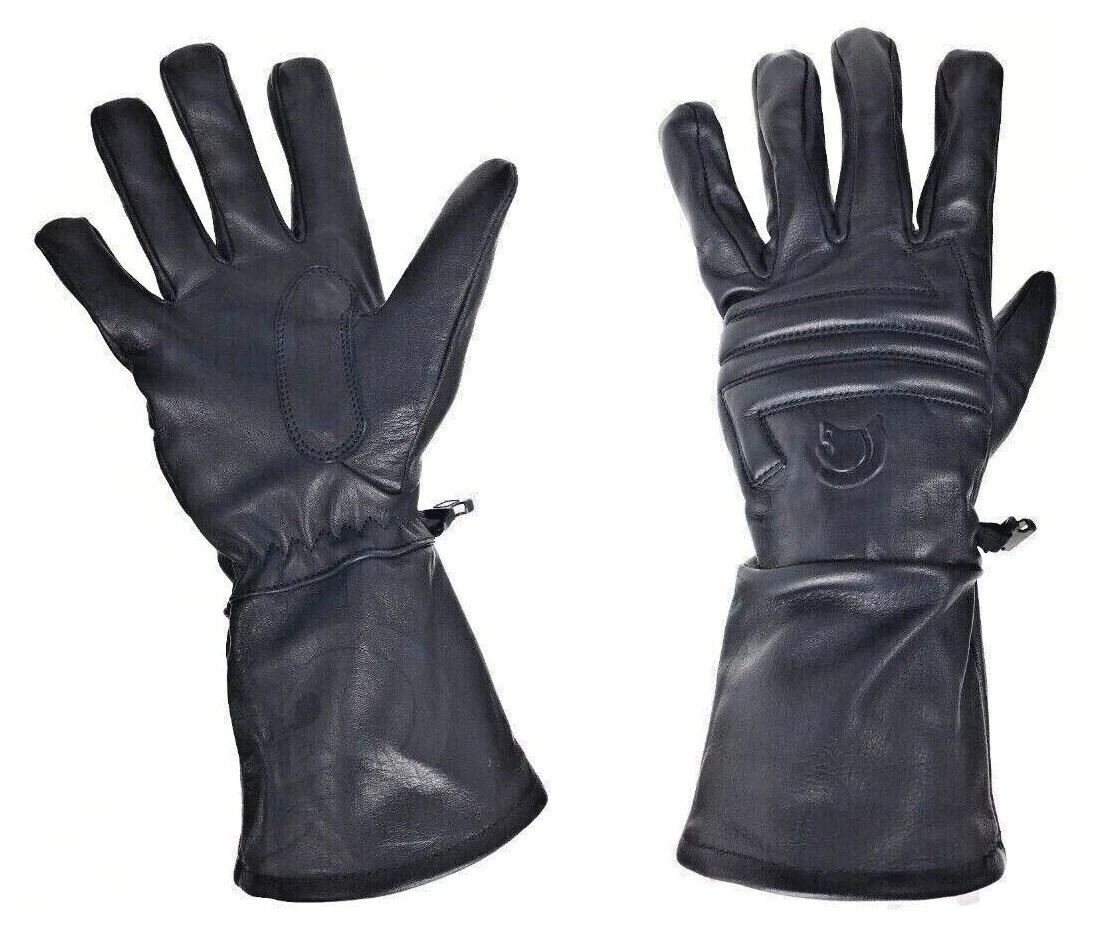 Men’s Winter Cold Weather Leather Premium Gloves Gauntlets Motorcycle M L XL 2XL