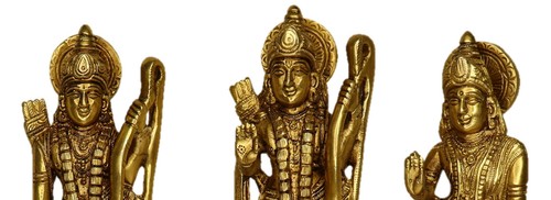 Rama Laxman Sita & Hanuman Figure Handmade Brass Ram Darbar Statue Sculpture - Picture 4 of 5