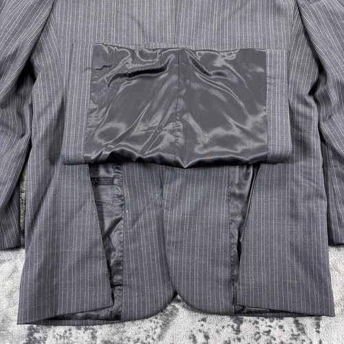 Blazer John Varvatos EE. UU. Talla 36R Gris Blanco Rayas Lana 120s Chaqueta Sullivan - Imagen 13 de 17