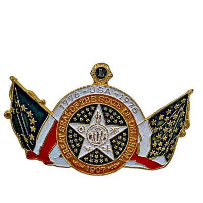 Lions Club International LAPEL Pins Oklahoma OK. 1976 FLAGS District 3 MD-3 SEAL