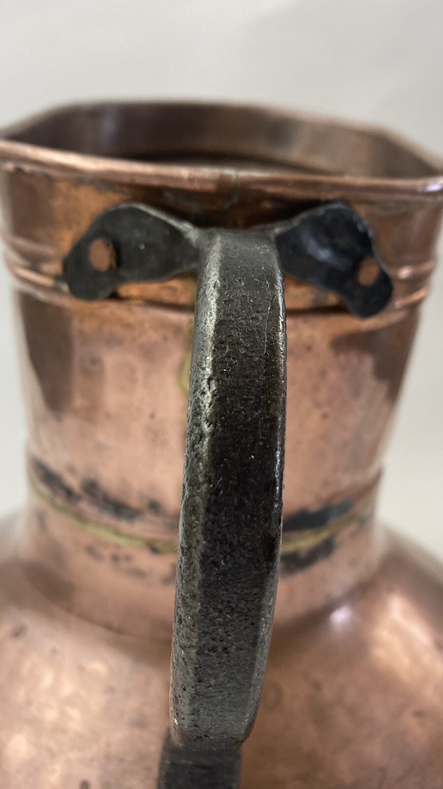 Solid Copper Pitcher Wide Belly Bottom Jug Turkey Cottagecore Flowers Plants Vtg