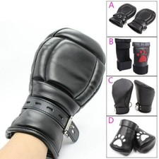 Soft Padded Leather Play Dog Paw Crawls Gloves Fist Mitts BDSM Bondage