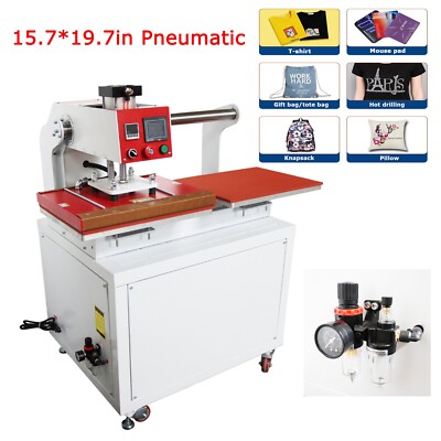 Pneumatic Heat Press Machine 40*50cm Sublimation Printer Transfer DIY T-shirt US