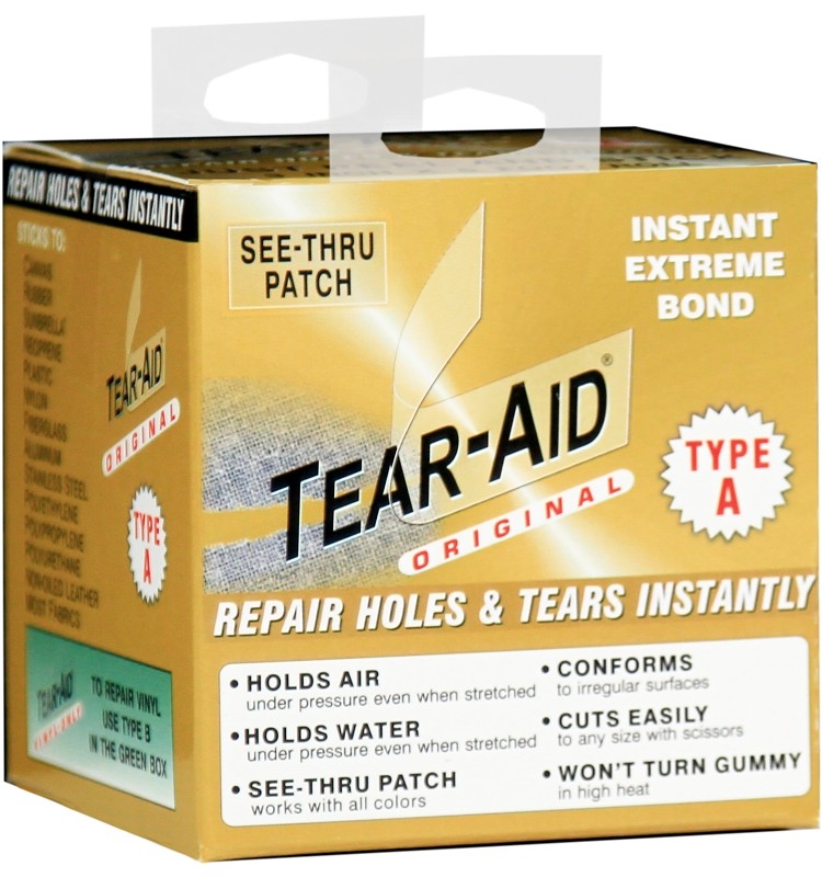 TEAR-AID Fabric Repair Kit, Type A Clear Patch for Canvas, Fiberglass