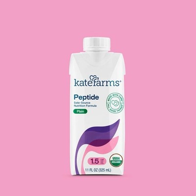 Kate Farms Peptide Plain Nutrition Formula, USDA Organic, 11 fl oz, 12 Pack