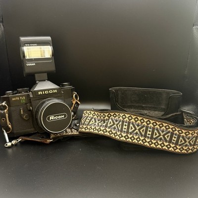 Ricoh Auto TLS EE 35mm SLR Film Camera with Auto Rikenon 50mm f1.7 Lens Flash