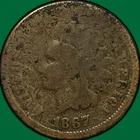1867 Indian Head Cent Almost Good AG Coin #28795