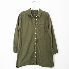 Madewell Shirt Dress Women Medium Olive Green Cotton Twill Oversized Button Down