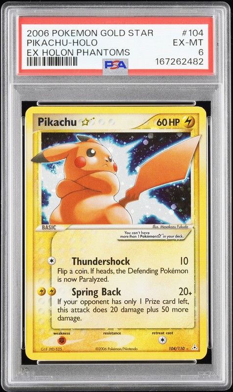 2006 POKEMON EX HOLON PHANTOMS GOLD STAR #104 PIKACHU-HOLO PSA 6