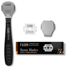 Facon Professional Callus Shaver Remover with 50 Blades, Pedicure Razor for Feet