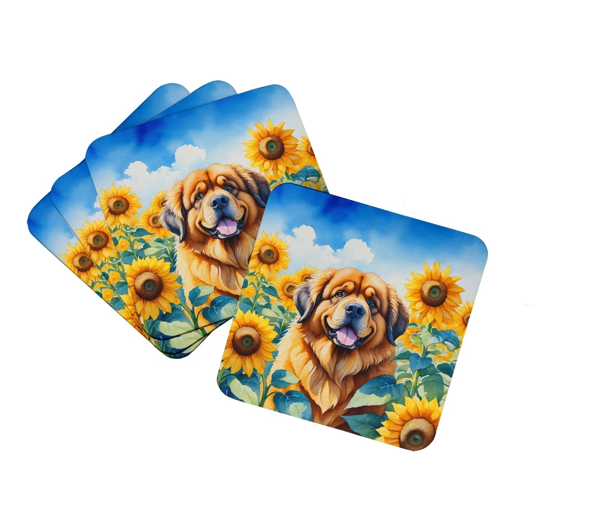 Caroline's Treasures Tibetan Mastiff in Sunflowers Coasters