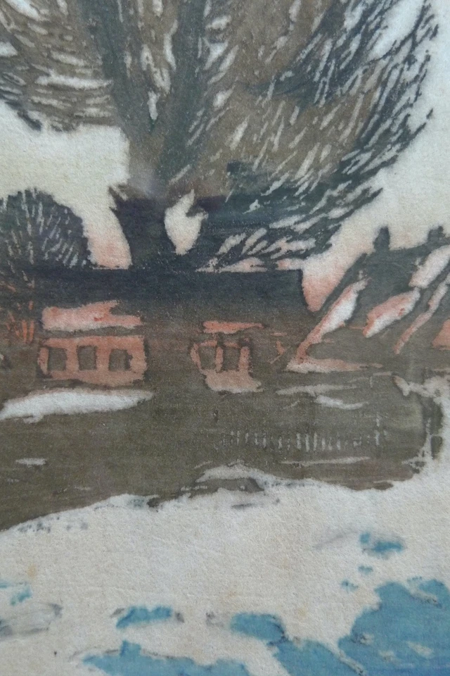 Siegfried Berndt 1880-1946 - Gehöft im Winter - Farbholzschnitt - Bild 4 von 4