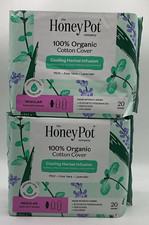 2PK Honey Pot Organic Cotton Cover Regular Pads with Wings ~ 20 Count Each ~ NEW