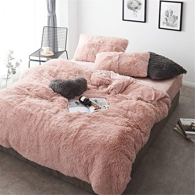 Comforter Cover Microfiber Full Cameo Faux Fur Flannel Velvet Shaggy 3 Piece Set