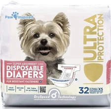 Paw Inspired 13211 Ultra Protection Disposable Dog Diapers Bulk - 32 Count XS