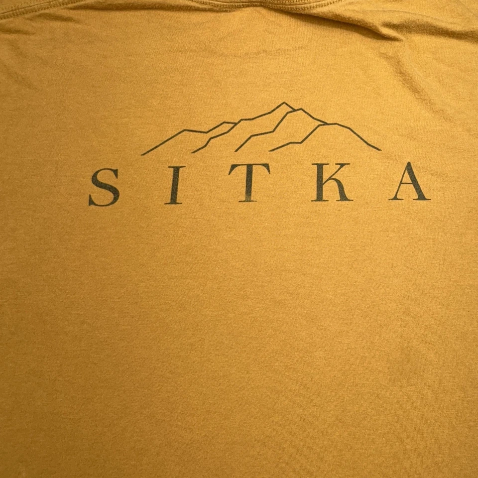 Camisa Sitka Para Hombres XL Amarillo Mostaza Pima Algodón Logo Manga Corta Gráfico de Caza Foto 3 de 4