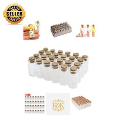 48 Mini Clear Glass Jars with Cork Stoppers - Perfect for Crafts Party Favors
