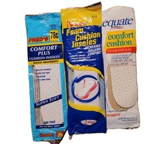 Comfort Insoles 3 Count Women's Foam Cushion Insole Shock Absorbent New USA Made