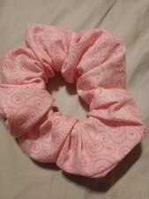 Women Scrunchie Cotton Fabric Pink With Design Scrunchies Hair Tie Handmade