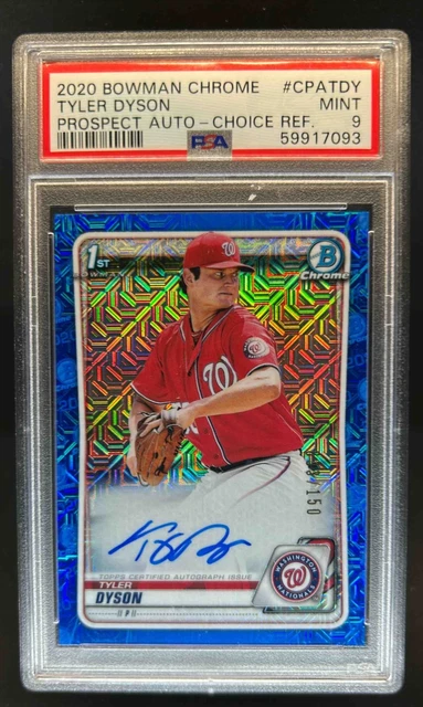 2020 Bowman Chrome Tyler Dyson Auto HTA Choice 1st #/150 PSA 9