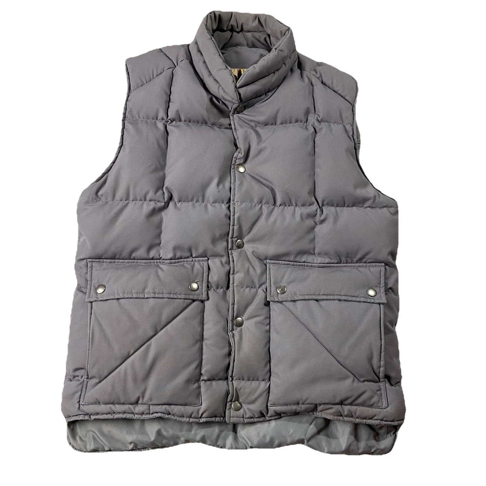 VTG St John’s Bay Down Puffer Vest Gray Mens L Flaws Outdoors 90s Gorpcore Retro