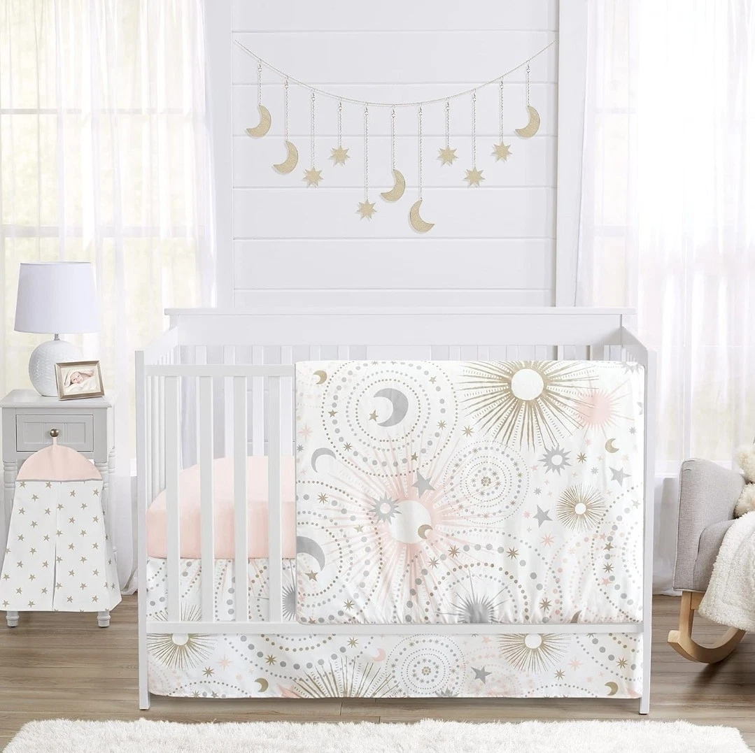 Sweet Jojo Designs Celestial Crib Bedding Pink Gold Silver