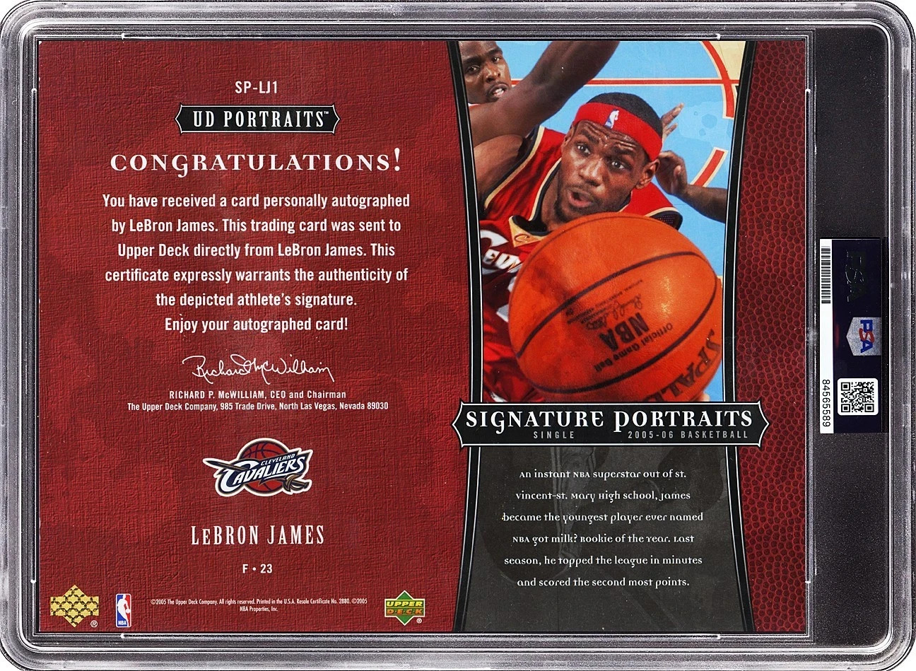2005 LeBron James Signed Upper Deck Signature Portraits SP-LJ1  PSA/DNA SLABBED view 2