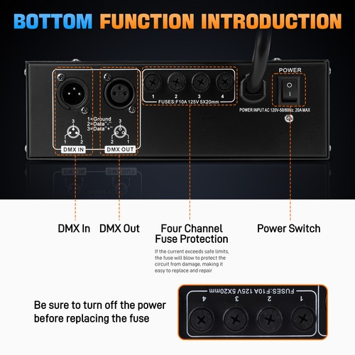 DMX 4-Channel Dimmer Pack w/DMX512 Protocol For High-Voltage Halogen LED Bulb - Picture 4 of 7