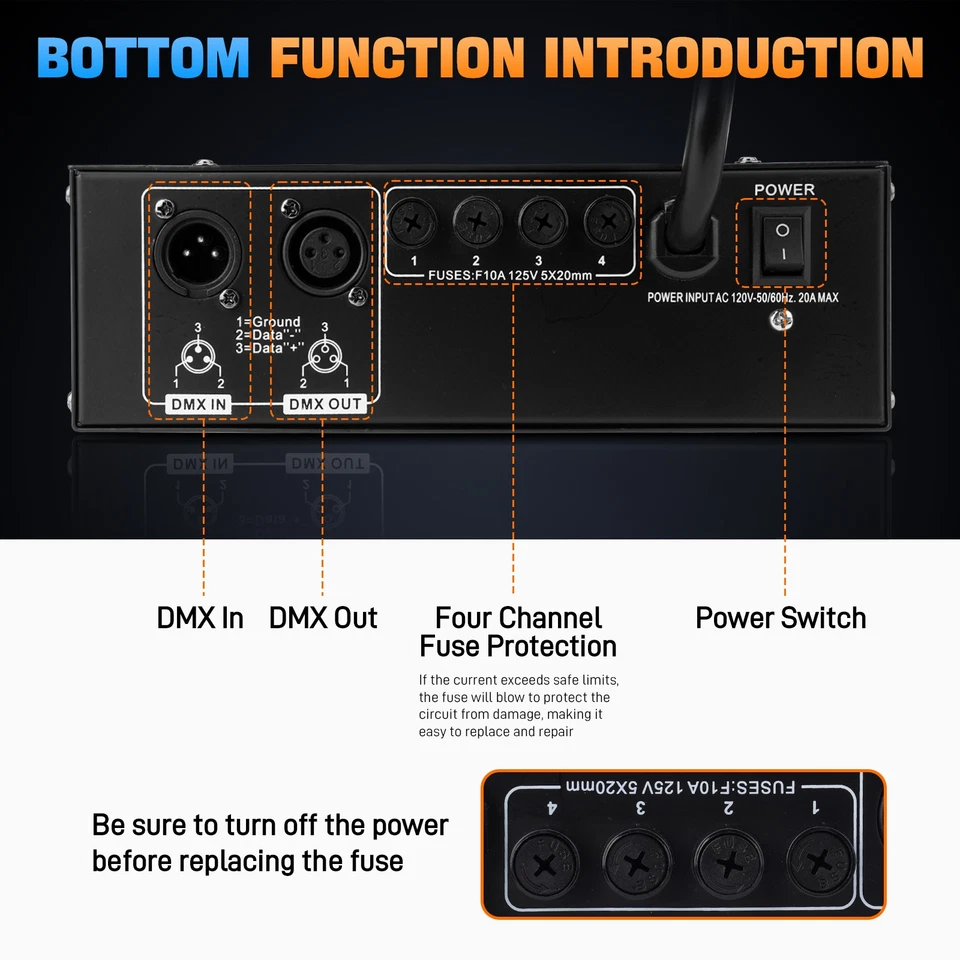 DMX 4-Channel Dimmer Pack w/DMX512 Protocol For High-Voltage Halogen LED Bulb - Image 4 of 4