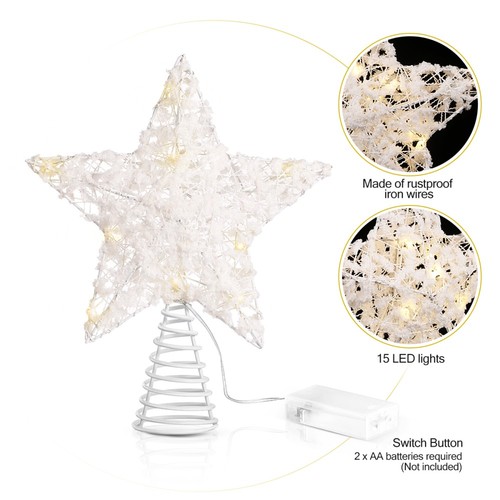 Albero Stella Luci Decorazioni Natalizie Led Bianco Luminoso Topper - Foto 2 di 10