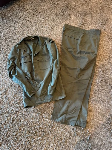 Vintage US Military Jacket/Pants L/XL Green OG-107 Late Vietnam Trouser 70’s/80s