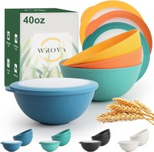 40oz wheat straw bowls W/ lids set of 4,cereal bowls W/ covers