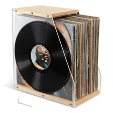 ELOAUNIRA Vinyl Record Storage, 13 14 8 In Wooden Album Crate Storage wit...
