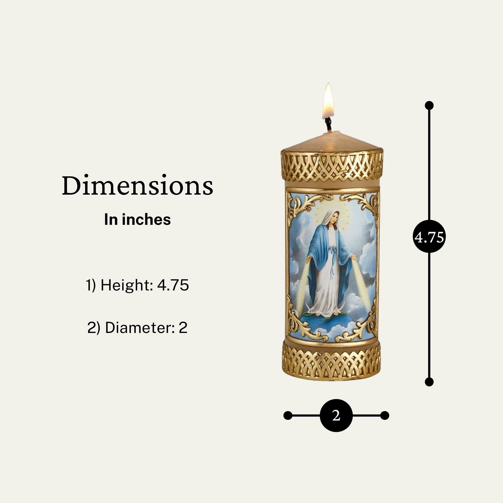 Needzo Hand Crafted Our Lady of Grace Catholic Prayer Candle, Unscented Decor...