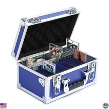 Premium Trading Card Storage Box - Blue Magnetic Hard Cabinet for Graded Cards
