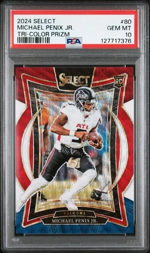 2024 Panini Select - Concourse Michael Penix Jr. #80 Tri-Color Prizm /299 PSA 10