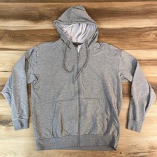 Eddie Bauer Mens Full Zip Hoodie Heather Gray Viscose Blend Sweatshirt Large