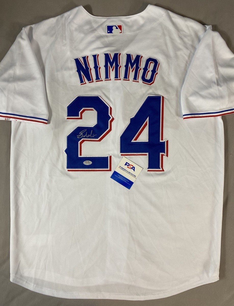 TEXAS RANGERS- BRANDON NIMMO AUTOGRAPH HOME WHITE #24 NIKE JERSEY