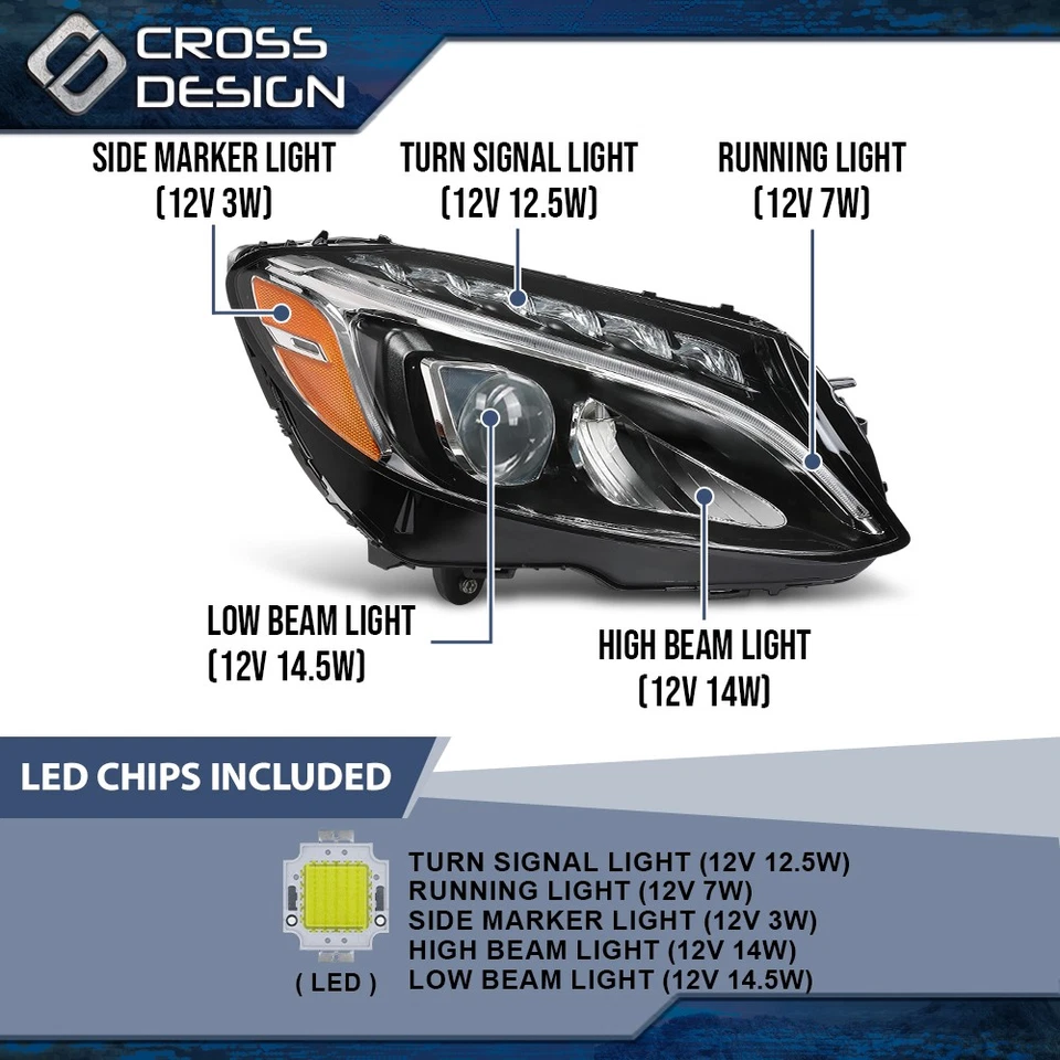 Faro LED lado derecho apto para Mercedes Benz C43 AMG C300 2015-2018 clase C  Foto 3 de 4