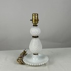 Vintage White Milk Glass Hobnail Table Boudoir Lamp WORKING — photo 1