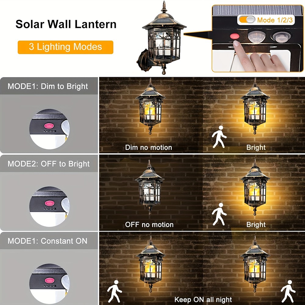 Solar Wall Lanterns Outdoor Waterproof LED Solar Deck Fence Lights 2 Pack New