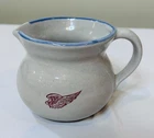 Red Wing Pottery Mini Pitcher Creamer With Classic Logo & Blue Rim