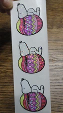 Vtg Sandylion Snoopy on Easter Egg Glitter/Prismatic x3 Sticker Blocks Canada