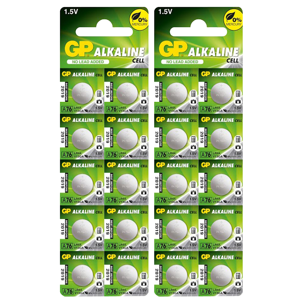 GP A76 LR44 AG13 V13GA Button Cell Alkaline Batteries x 20 *Long Expiry*