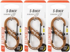 Nite Ize S-Biner SlideLock Aluminum Carabiner 3 - Coyote 3-Pack 