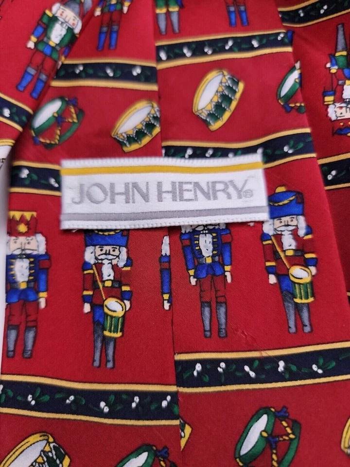 John Henry 男式正式领带 55 英寸长 x 4 英寸宽红色领带 — 第 3/4 张图片